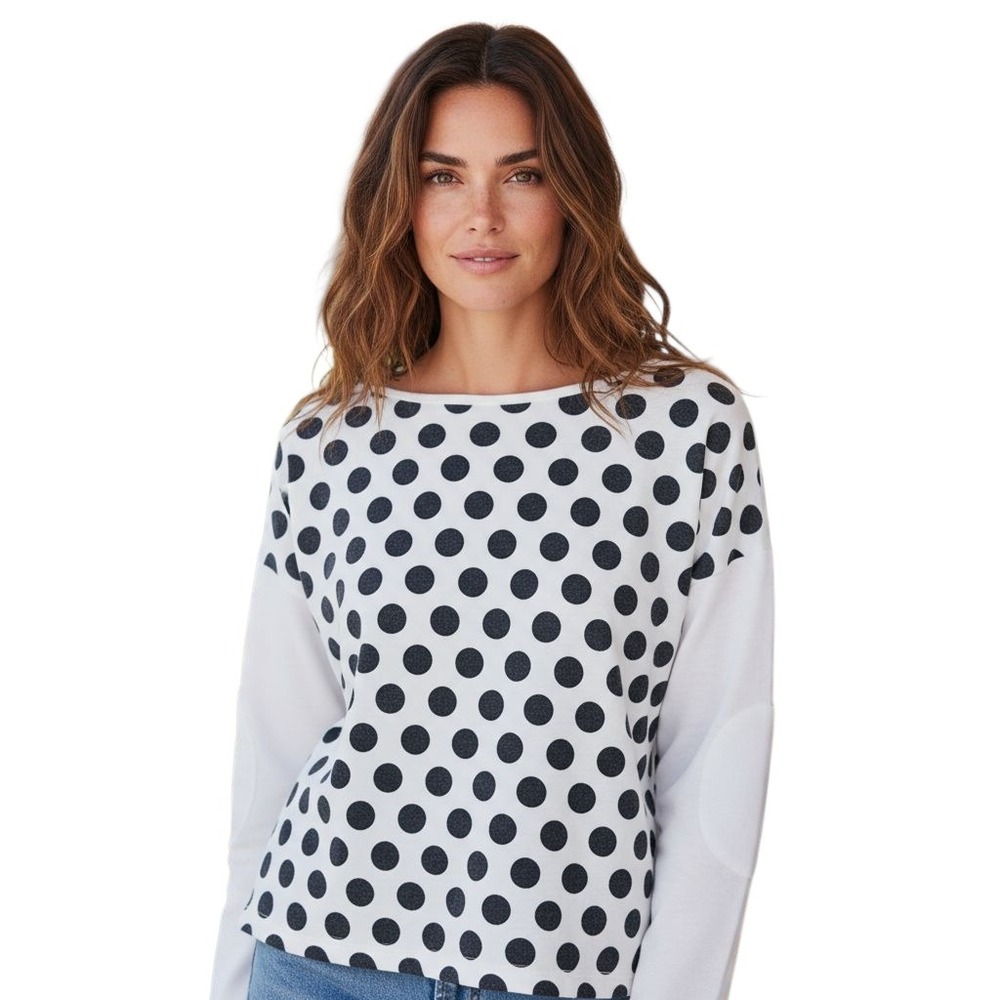 GO Couture Women Long Dolman Sleeves Elbow Patch Sweater Small White‎ Black NWOT